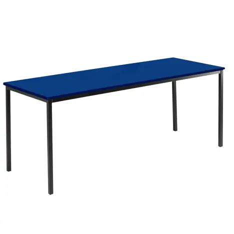Rectangular Student Spiral Stacking Table - 1800 - 710 High - Black Frame - Blue
